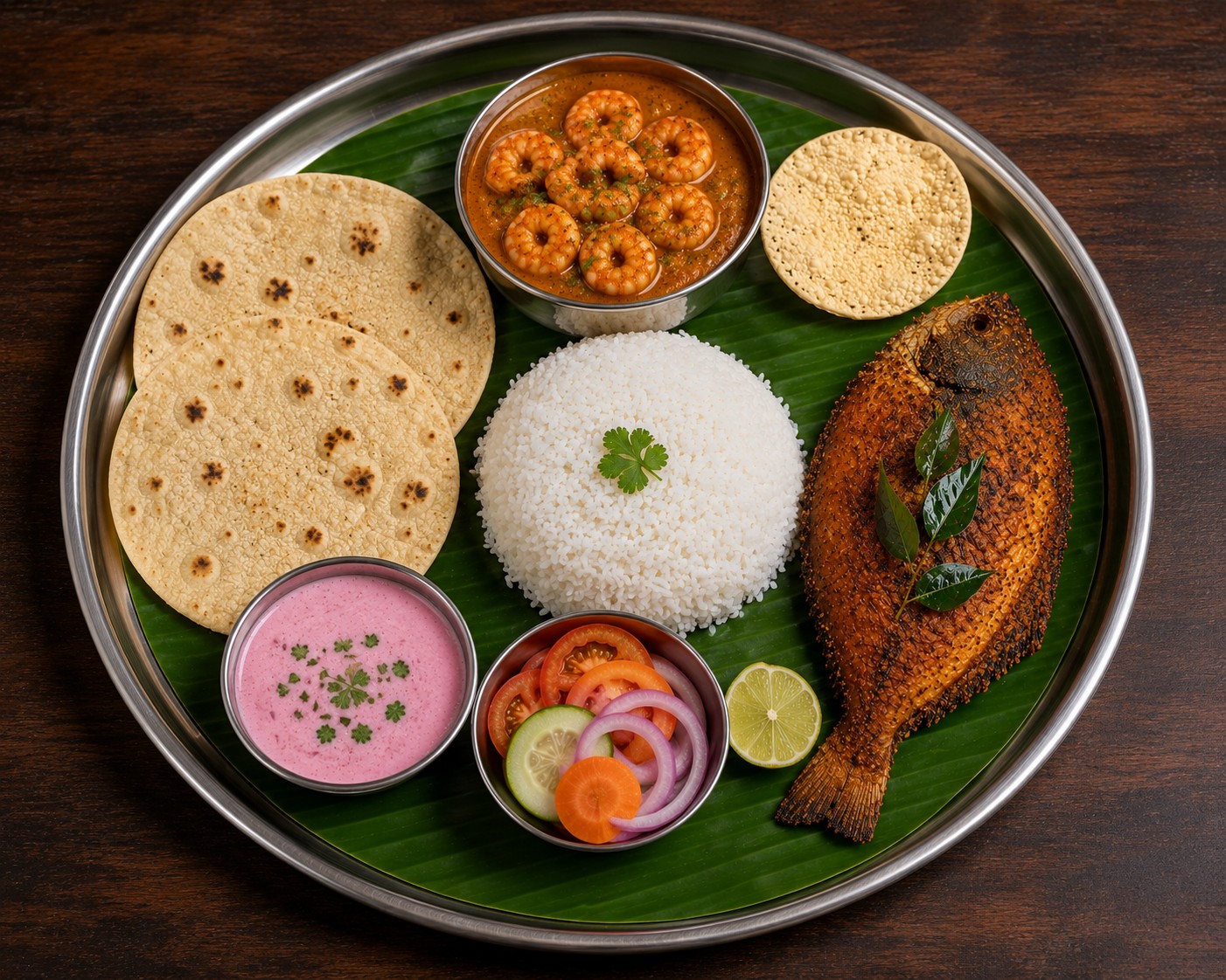 Traditional Konkan thali at Barefoot Bliss Restaurant