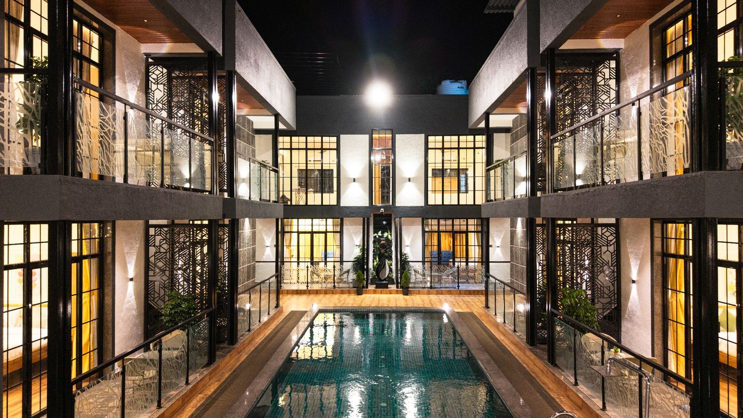 Pool courtyard at Barefoot Bliss Resort for weekend getaways from Mumbai